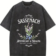 Sassenach Floral One-piece Vintage Washed T-Shirt in Black