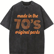 Made in the 70s Original Parts Age Birthday Decade Cute Vintage Washed T-Shirt in Black