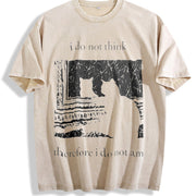 Black Cat 1pc Water Vintage Washed T-Shirt in Beige