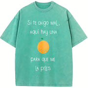 Camiseta Graciosa Para Latinos Hispanos in Spanish. vintage washed oversized T-shirt in Blue