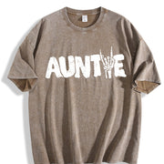 Auntie Skeleton New Aunt Vintage Washed T-Shirt in Brown