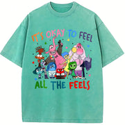 It's Okay to Feel All the Feels Vintage Washed T-Shirt in Blue