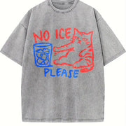 No ICE Please Cat Abolish ICE S~5XL and Batik vintage washed oversized T-shirt in Gray