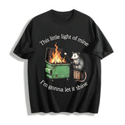 Parody: Dumpster Fire Possum Cotton T-Shirt in Black
