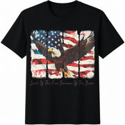 Land of the Free Because of the Brave Fourth of July Cotton T-Shirt in Black