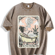 Quick Delivery Tarot Card The High Priestess Mystic vintage washed oversized T-shirt in Brown