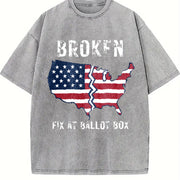 America Is Broken Fix at Ballot Vintage Washed T-Shirt in Gray