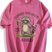 Adhd Raccoon Mental Health vintage washed oversized T-shirt in Red