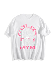 GOLD‘S GYM Cat Worm Cotton T-Shirt in White