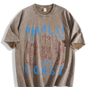 Amalfi Coast Lobster vintage washed oversized T-shirt in Brown
