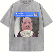 Premium There Is Motion at Your Front Door Joke John Pork Vintage Washed T-Shirt in Gray