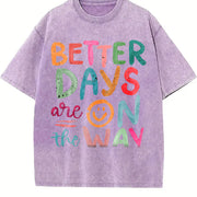 Better Days Are on the Way Vintage Washed T-Shirt in Purple