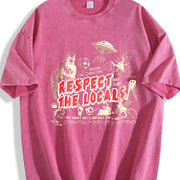 Respect The Locals Cryptids Folklure Bigfoot Alien vintage washed oversized T-shirt in Red
