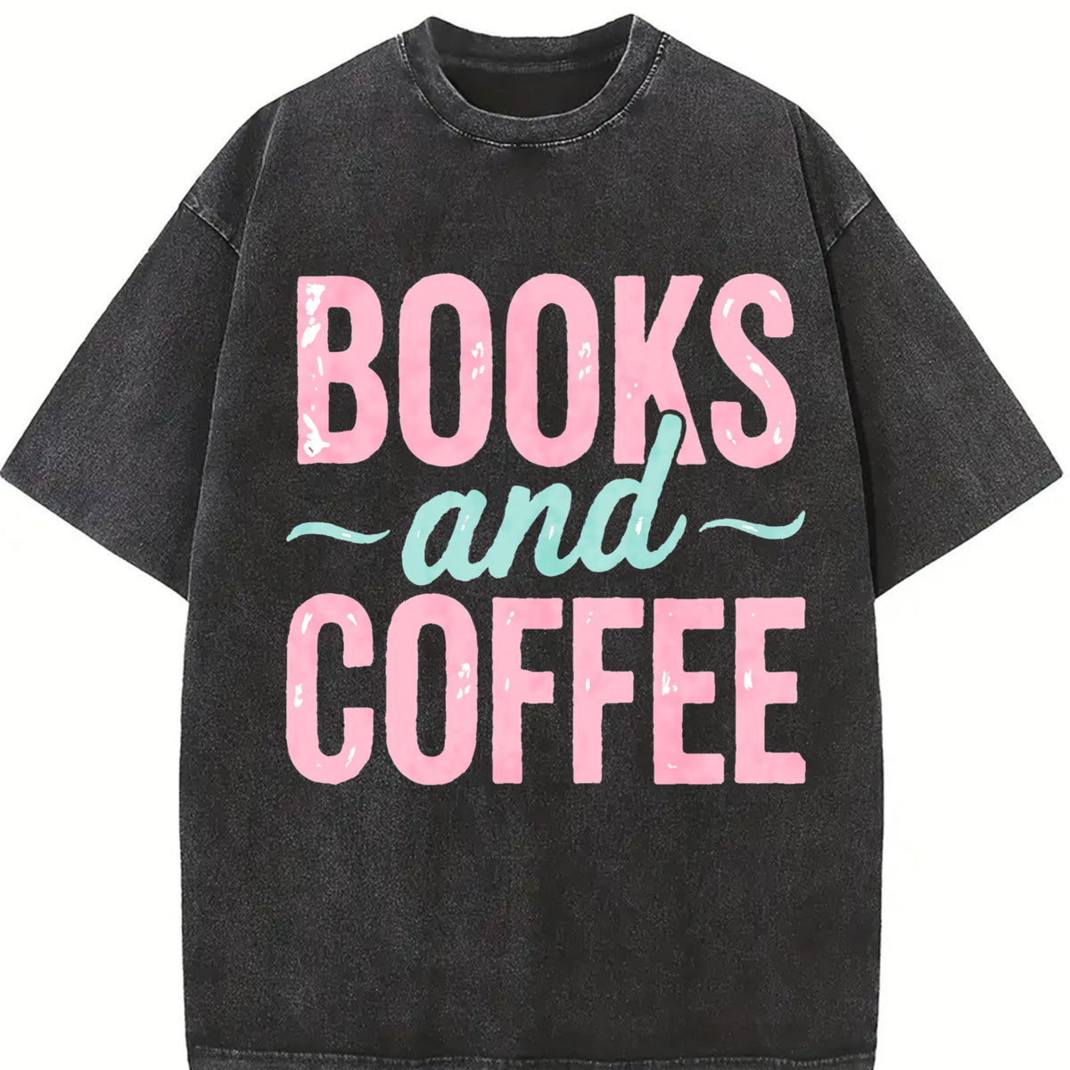 Book & Coffee for Attire Vintage Washed T-Shirt in Black