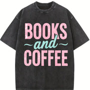 Book & Coffee for Attire Vintage Washed T-Shirt in Black