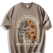 Find Someone Who Grows Flowers Rib Sunflowers Printing Vintage Washed T-Shirt in Brown