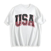 Retro USA 4th of July Cotton T-Shirt in White