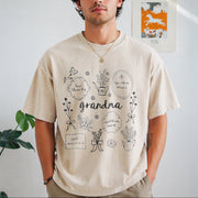 Custom Floral Grandma Vintage Washed T-Shirt in Beige