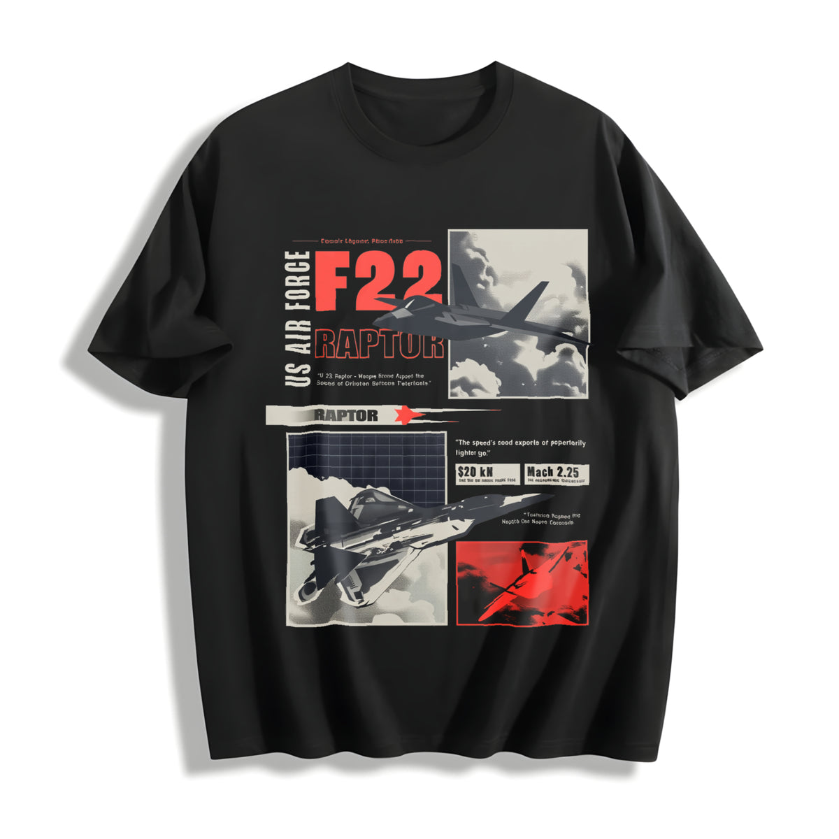 F-22 Raptor Military Good Cotton T-Shirt in Black