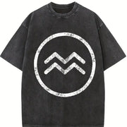 Zodiac Symbol Astrology Horoscope Birthday All Star Signs Vintage Washed T-Shirt in Black