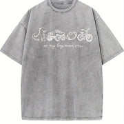 Boy Mom Era Dinosaur Monster Truck Football Bike Vintage Washed T-Shirt in Gray