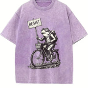 Resist Traveler Frog Vintage Washed T-Shirt in Purple