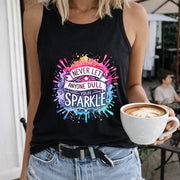Never Let Anyone Dull Your Sparkle Women's Color Cotton Tank Top in Black