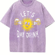 Lets Day Drink Drunken Sunny Booze Drinking for Guys Vintage Washed T-Shirt in Purple