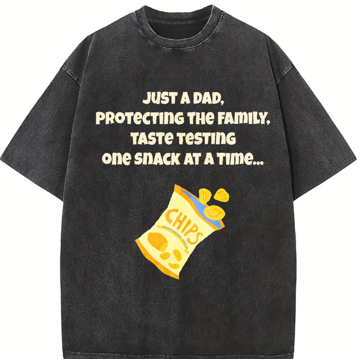 Dad Who Loves Snacks Father's Day Vintage Washed T-Shirt in Black