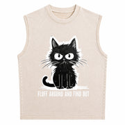 Cat Fluff Around and Find Out Vintage Washed Tank Top in Beige
