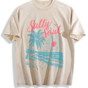Salty Soul Beach Sunset vintage washed oversized T-shirt in Beige