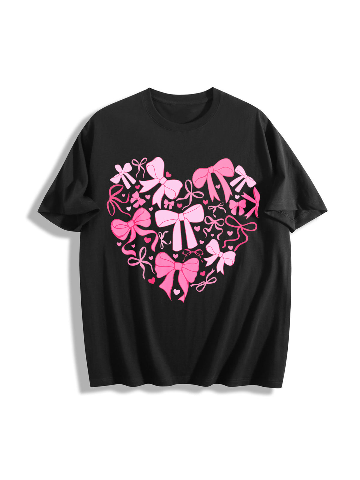 Coquette Valentine Heart Cotton T-Shirt in Black