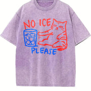 No ICE Please Cat Abolish ICE S~5XL and Batik vintage washed oversized T-shirt in Purple