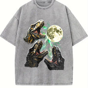 T-rex 90s Retro ® Dinosaur Y2k Vintage Washed T-Shirt in Gray