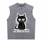 Cat Fluff Around and Find Out Vintage Washed Tank Top in Gray