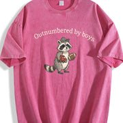 Boy Mom Dad Raccoon Vintage Washed T-Shirt in Red