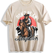 Retro Bigfoot Don't Be an Assquatch 90s Vintage Washed T-Shirt in Beige