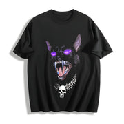 DARK CAT Retro Pullover with Y2k Cotton T-Shirt in Black