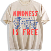 Kindness Is Free Sprinkled Doughnut Empathy Vintage Washed T-Shirt in Beige
