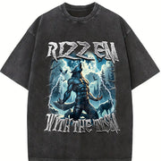 Rizz Em with the Tism Werewolf Vintage Washed T-Shirt in Black