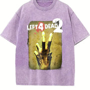 Left 4 Dead 2 Grunge Opium Y2K Tapout Amity Affliction Vintage Washed T-Shirt in Purple