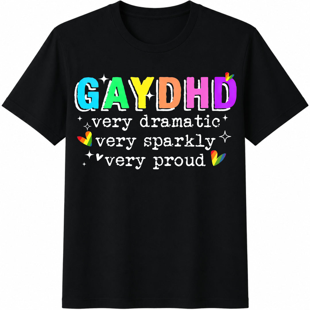Gaydhd Pride ADHD Cotton T-Shirt in Black
