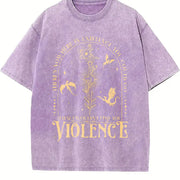 Nowhere in Existence Violence Violet Sorrengail vintage washed oversized T-shirt in Purple