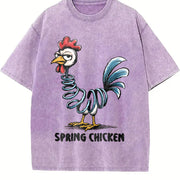Spring Chicken Sassy Bendy Chicken Vintage Washed T-Shirt in Purple