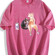 100 Pure with Retro Street Vintage Washed T-Shirt in Red