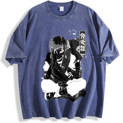 Gaara - Naruto Anime Manga For Anime Fan vintage washed oversized T-shirt in Blue