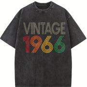 60th Birthday 1966 Vintage Washed T-Shirt in Black