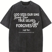 Saint Tears Faith Over Fear Vintage Washed T-Shirt in Black