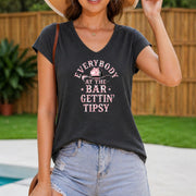 Sleeveless Vest with Everybody AT THE BAR Gettin TIPSY Women's Color Cotton Tank Top in Gray