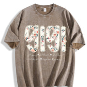 Personalized Gigi Custom Gigi with Kids Names Vintage Washed T-Shirt in Brown